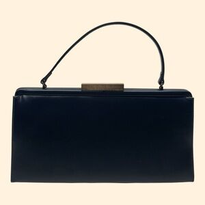 Theodore California 1960s Vintage Navy Leather Handbag